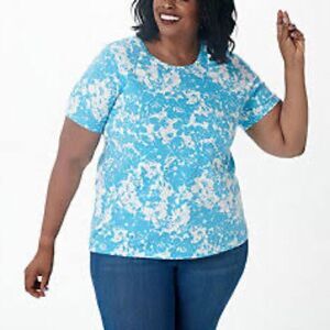 Isaac Mizrahi Live! Short-Sleeves Floral Printed Easy Tee